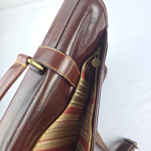 Floto Italian Leather Buckle Strap Briefcase Bag, Messenger Bag- Cognac - Picture 13 of 16